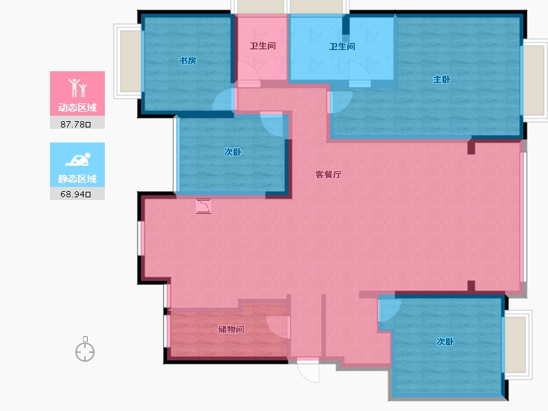 云南省-昆明市-都泽城邦9号院-141.17-户型库-动静分区