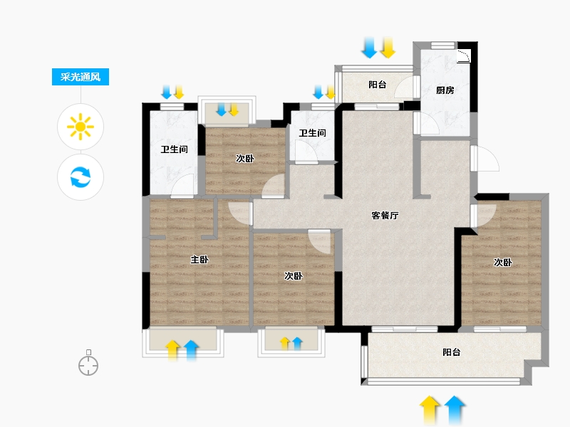 四川省-成都市-中旅名门府-101.28-户型库-采光通风