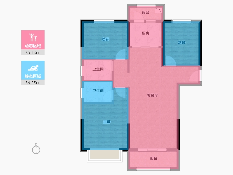 陕西省-榆林市-金沙悦府-82.39-户型库-动静分区