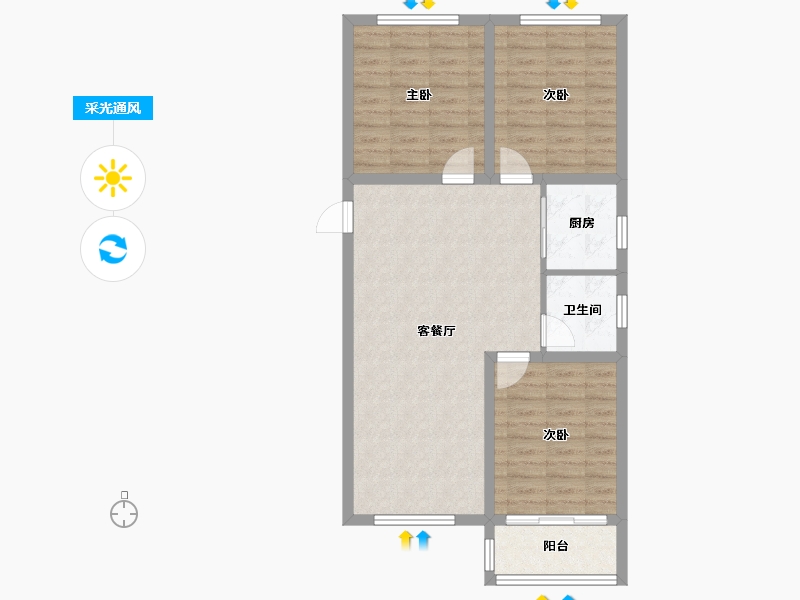 河北省-唐山市-天和盛世-79.61-户型库-采光通风