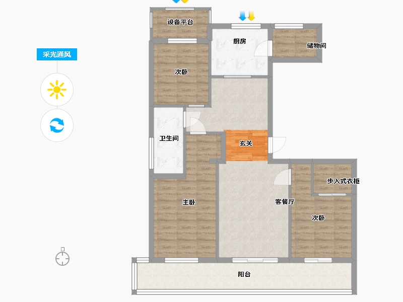 浙江省-舟山市-柳岸晓风花园-96.45-户型库-采光通风