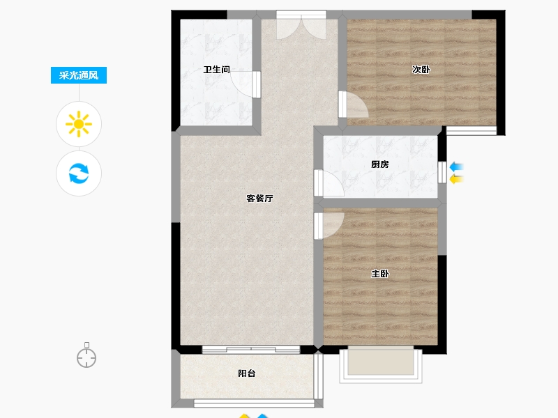 甘肃省-兰州市-永生北玻紫御华府-74.40-户型库-采光通风