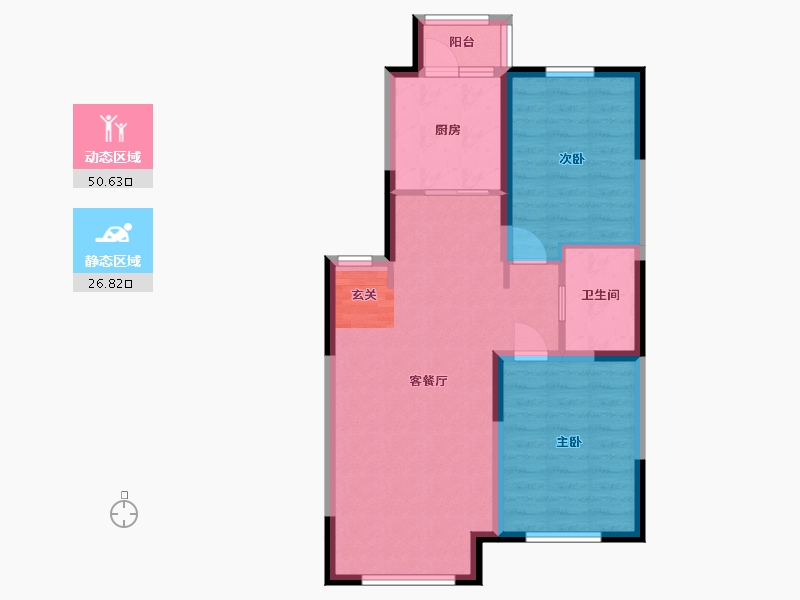 辽宁省-沈阳市-汇置・尚樾-69.36-户型库-动静分区