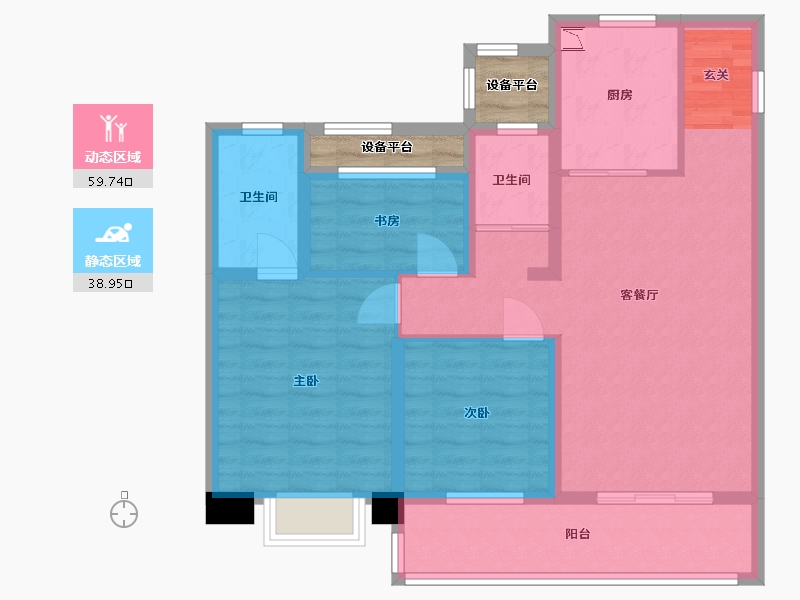 浙江省-舟山市-碧桂园・翡丽湾-92.00-户型库-动静分区