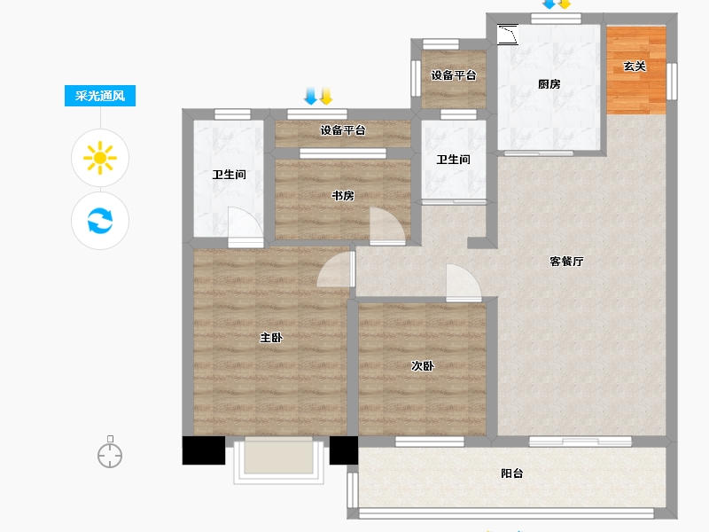 浙江省-舟山市-碧桂园・翡丽湾-92.00-户型库-采光通风