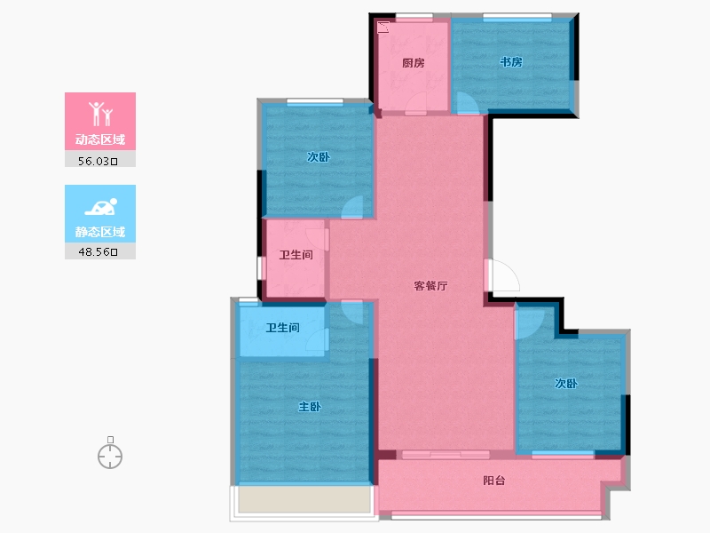 辽宁省-葫芦岛市-龙都悦澜湾-93.59-户型库-动静分区