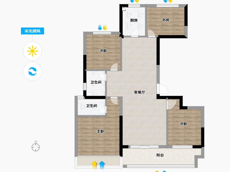 辽宁省-葫芦岛市-龙都悦澜湾-93.59-户型库-采光通风