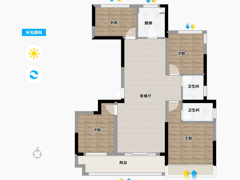 辽宁省-葫芦岛市-龙都悦澜湾-98.40-户型库-采光通风