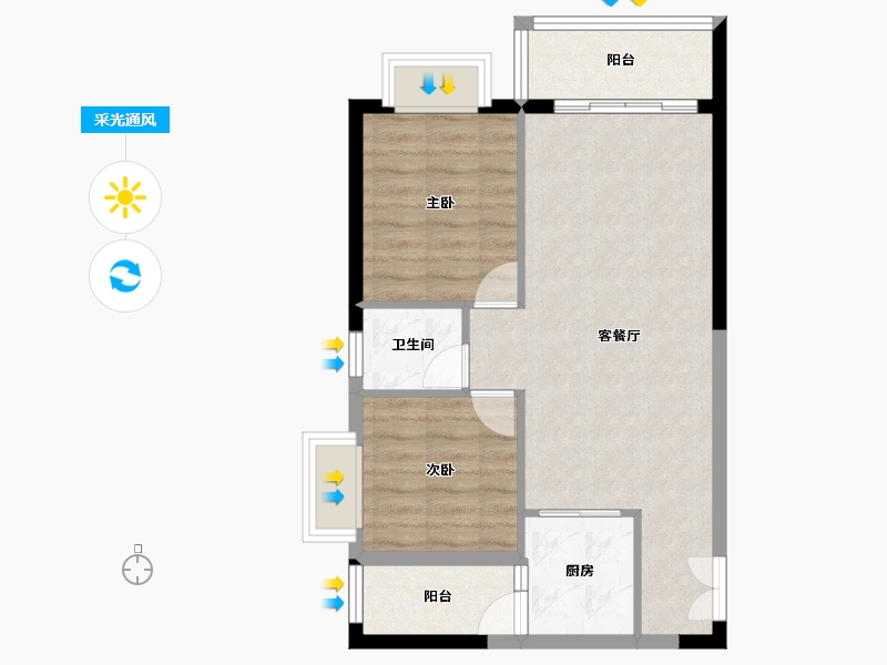 海南省-海口市-滨江名苑-62.81-户型库-采光通风