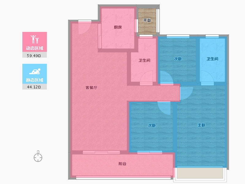 浙江省-温州市-温州万科古翠隐秀-94.41-户型库-动静分区