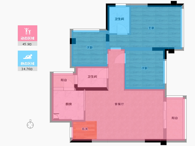 四川省-巴中市-平昌一品・凤凰城-70.90-户型库-动静分区