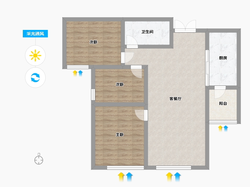 天津-天津市-全运村棣棠园-80.00-户型库-采光通风