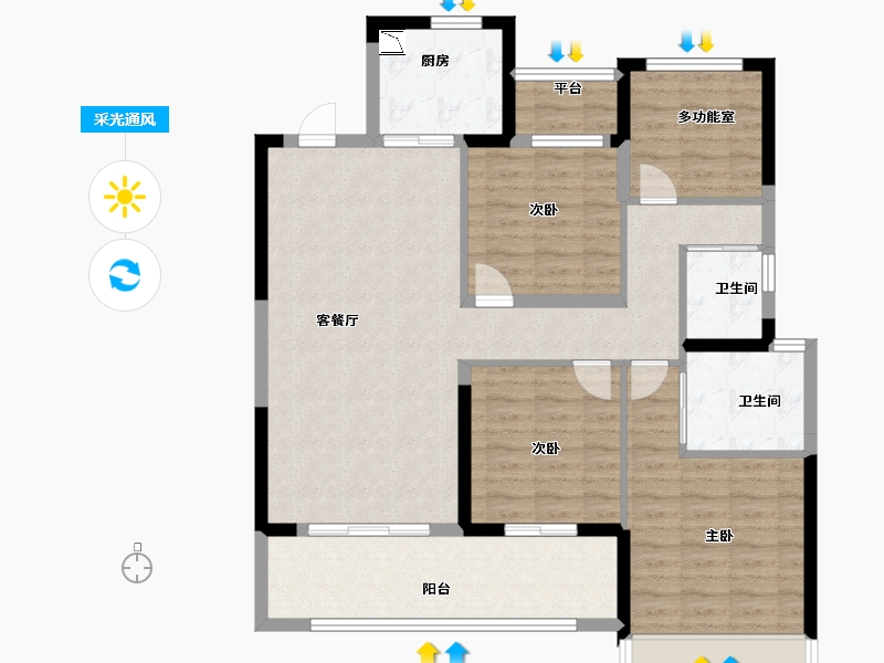 浙江省-温州市-首开中庚香�_�f里-102.40-户型库-采光通风