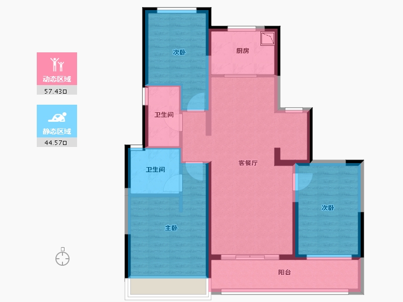 浙江省-温州市-富力中央公园二期-90.32-户型库-动静分区