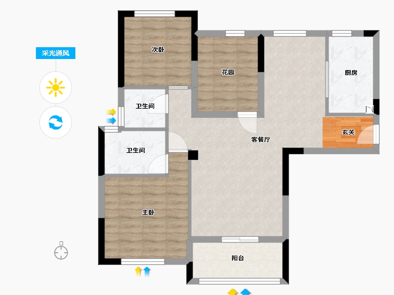 湖南省-长沙市-中冶・天润菁园-80.11-户型库-采光通风