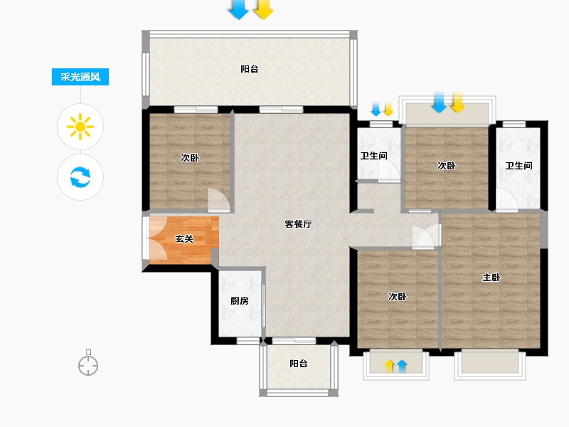 广西壮族自治区-南宁市-凯旋1号上水湾-114.97-户型库-采光通风