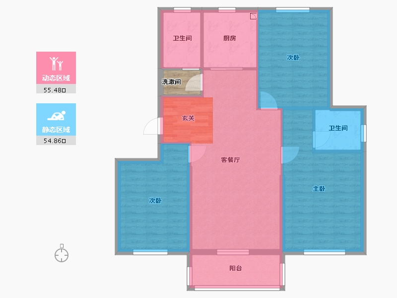 山东省-烟台市-花半里-102.30-户型库-动静分区