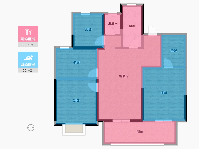 江苏省-盐城市-馥桂名居-96.67-户型库-动静分区