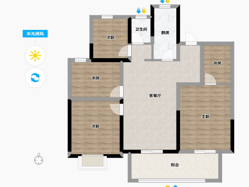 江苏省-盐城市-馥桂名居-96.67-户型库-采光通风