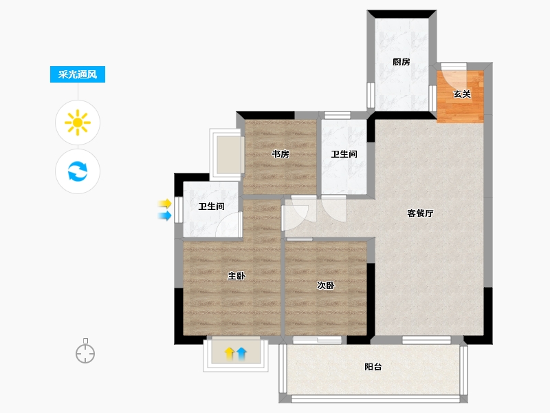 广西壮族自治区-南宁市-安吉大唐世家-71.59-户型库-采光通风