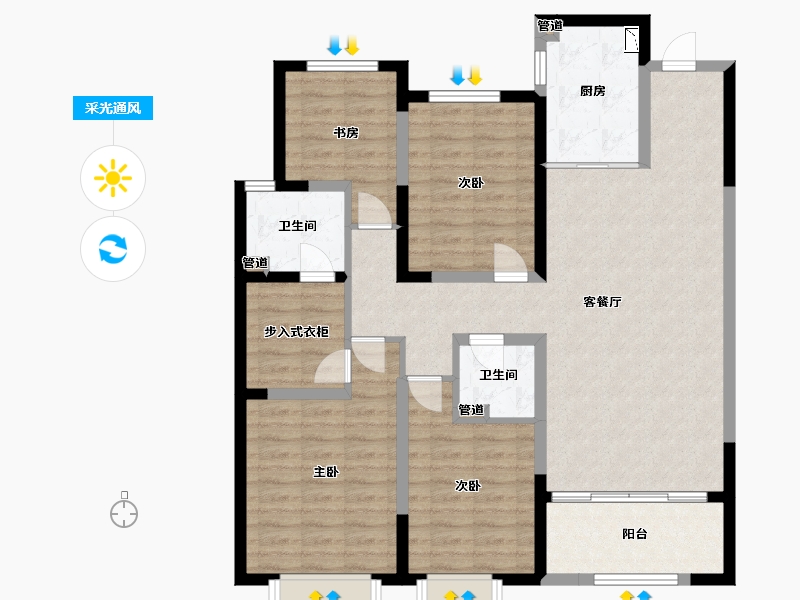 山东省-菏泽市-菏泽当代城MOMΛ-112.00-户型库-采光通风