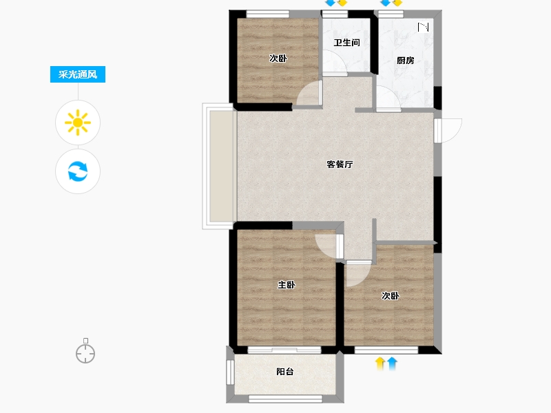 山东省-菏泽市-菏泽绿地新都汇-66.19-户型库-采光通风