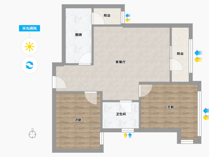 四川省-成都市-格林城-62.44-户型库-采光通风