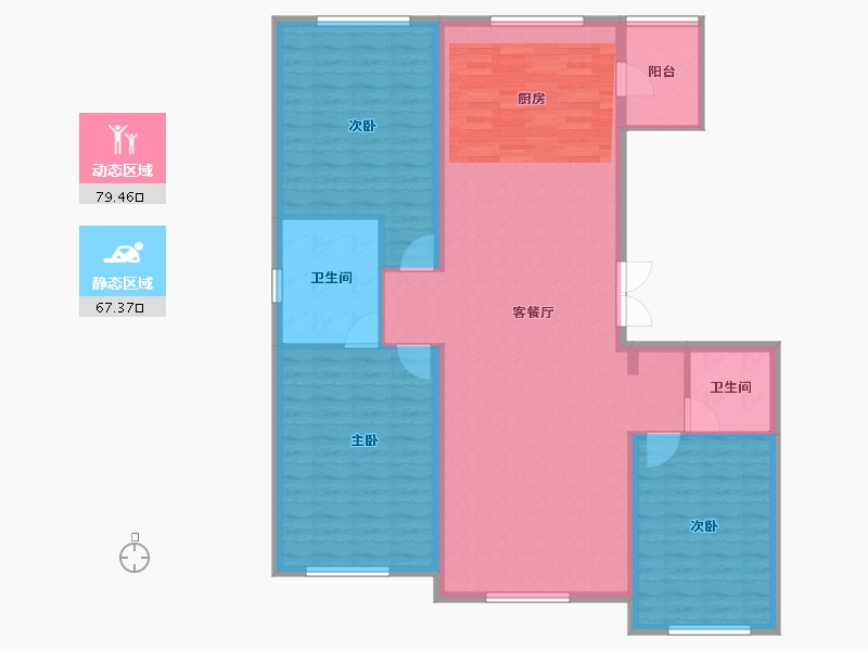 内蒙古自治区-呼伦贝尔市-湖畔明珠-135.00-户型库-动静分区