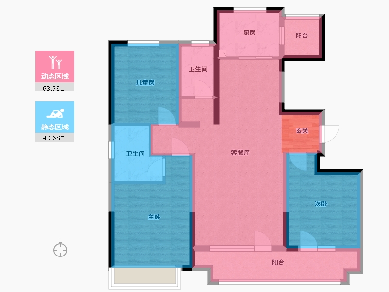 山东省-青岛市-世茂香奈公馆-94.61-户型库-动静分区