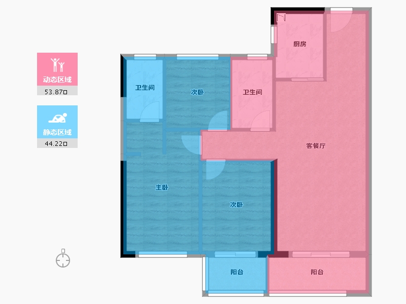 福建省-宁德市-天润紫金郡-88.69-户型库-动静分区