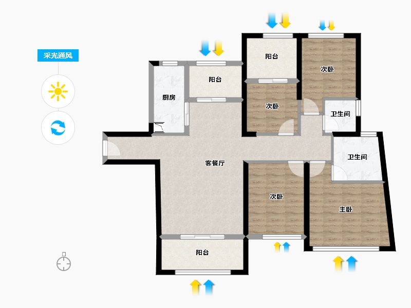 福建省-厦门市-水晶湖郡-106.66-户型库-采光通风