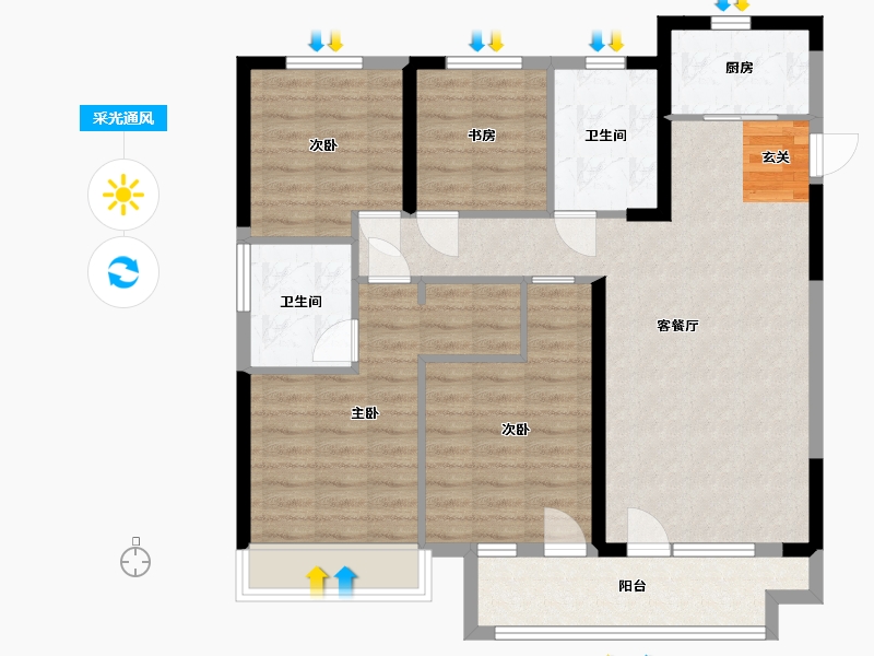 山东省-青岛市-众安・青岛新城市-95.20-户型库-采光通风