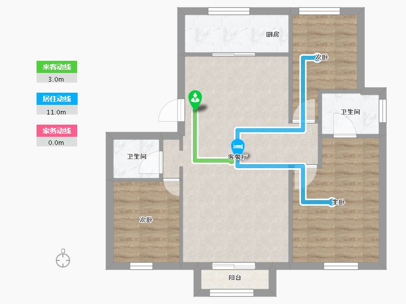 天津-天津市-万通新新逸墅-65.96-户型库-动静线