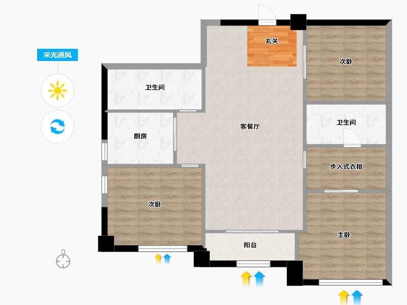 山东省-青岛市-中央公园里-103.20-户型库-采光通风