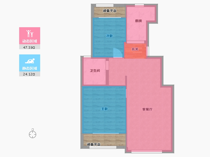 山东省-威海市-国宏立泰・桂花园-70.88-户型库-动静分区