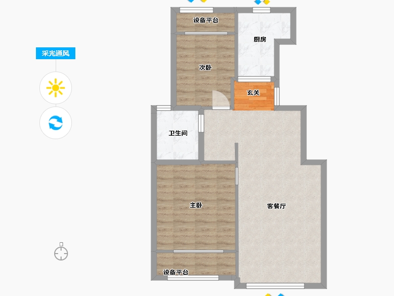 山东省-威海市-国宏立泰・桂花园-70.88-户型库-采光通风