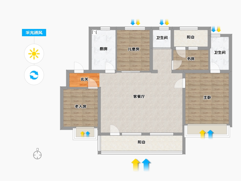 辽宁省-大连市-凤栖台-102.40-户型库-采光通风