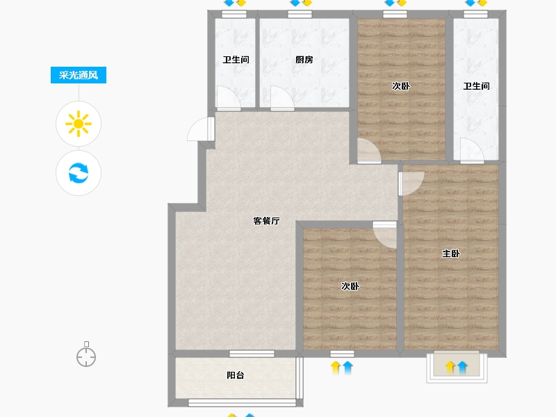 河北省-邢台市-燕山华府-107.90-户型库-采光通风