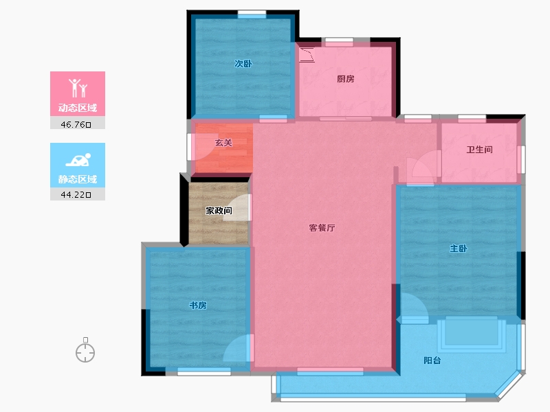 辽宁省-大连市-保利金地湖光山语-83.95-户型库-动静分区