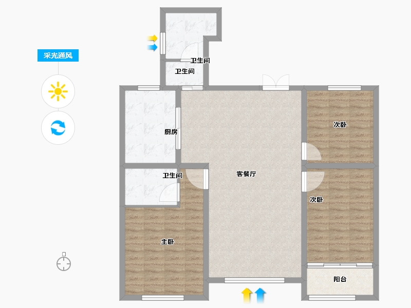 山东省-聊城市-经开・碧云轩-111.20-户型库-采光通风