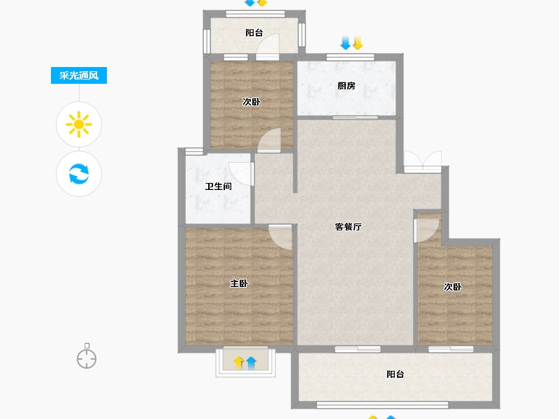 山东省-烟台市-宏锦万花城-97.00-户型库-采光通风