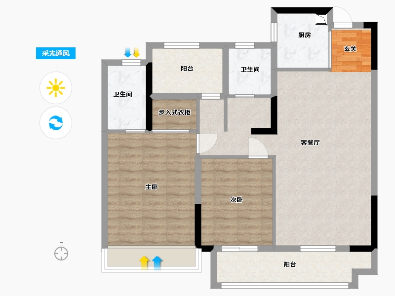 安徽省-马鞍山市-奥克斯姑溪锦域-92.00-户型库-采光通风