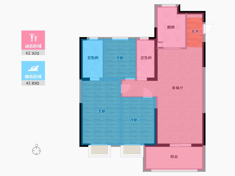 江苏省-南通市-海门沁园-96.00-户型库-动静分区