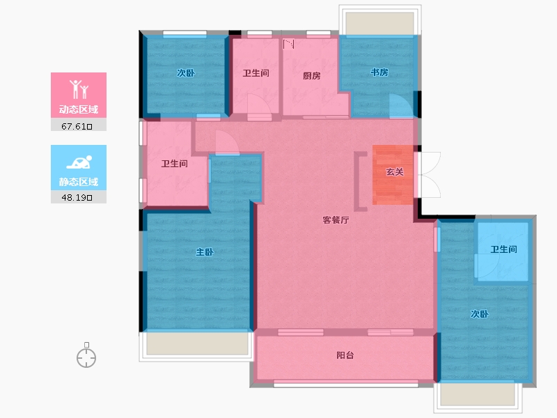 浙江省-杭州市-西房杭语宸鹭院-103.69-户型库-动静分区