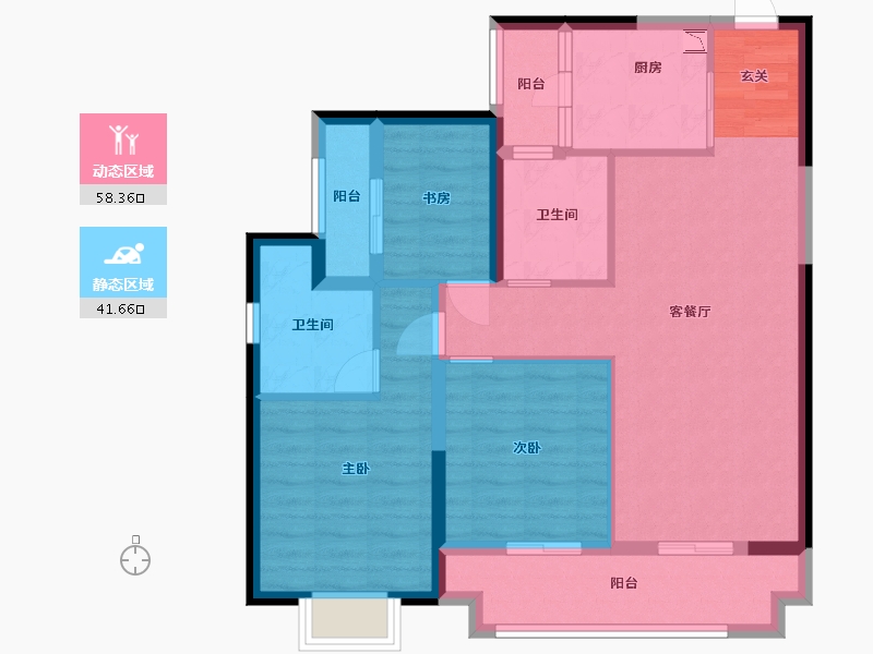 广东省-佛山市-建投绿地・璀璨天城-88.73-户型库-动静分区