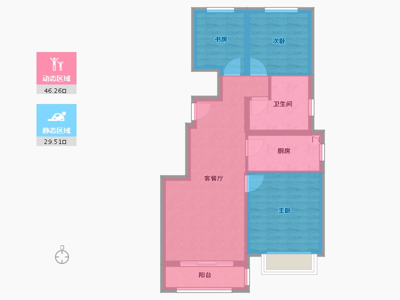 河北省-张家口市-绿城・燕语桃源-67.02-户型库-动静分区