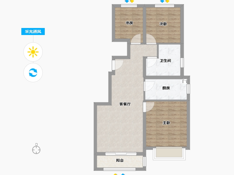 河北省-张家口市-绿城・燕语桃源-67.02-户型库-采光通风