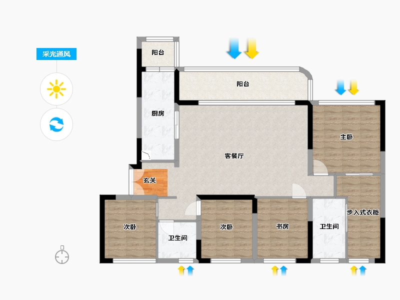 四川省-成都市-德商新希望・国宾锦麟天玺-124.84-户型库-采光通风