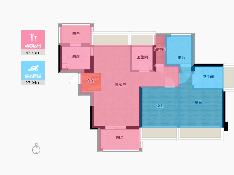 广东省-惠州市-鼎盛悦玺台-60.09-户型库-动静分区