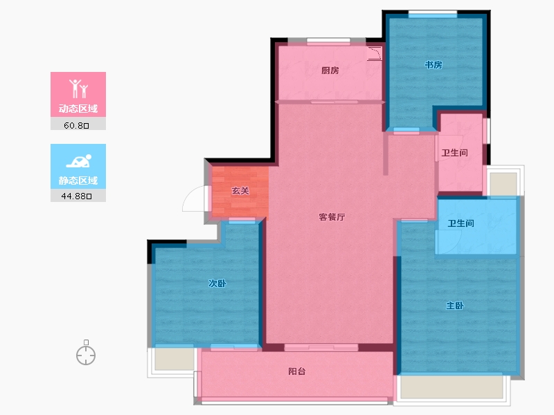 江苏省-扬州市-美的禹洲国宾府-94.50-户型库-动静分区